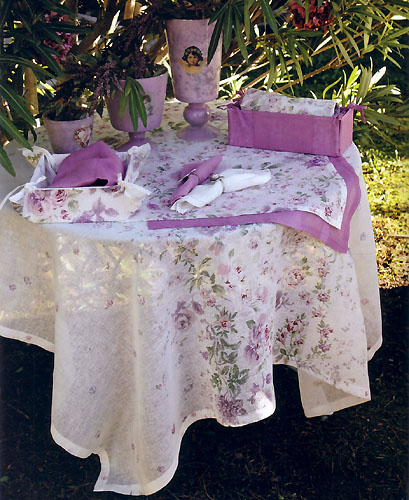 Linen Tablecloth (Anemone. ivory-lilac) - Click Image to Close